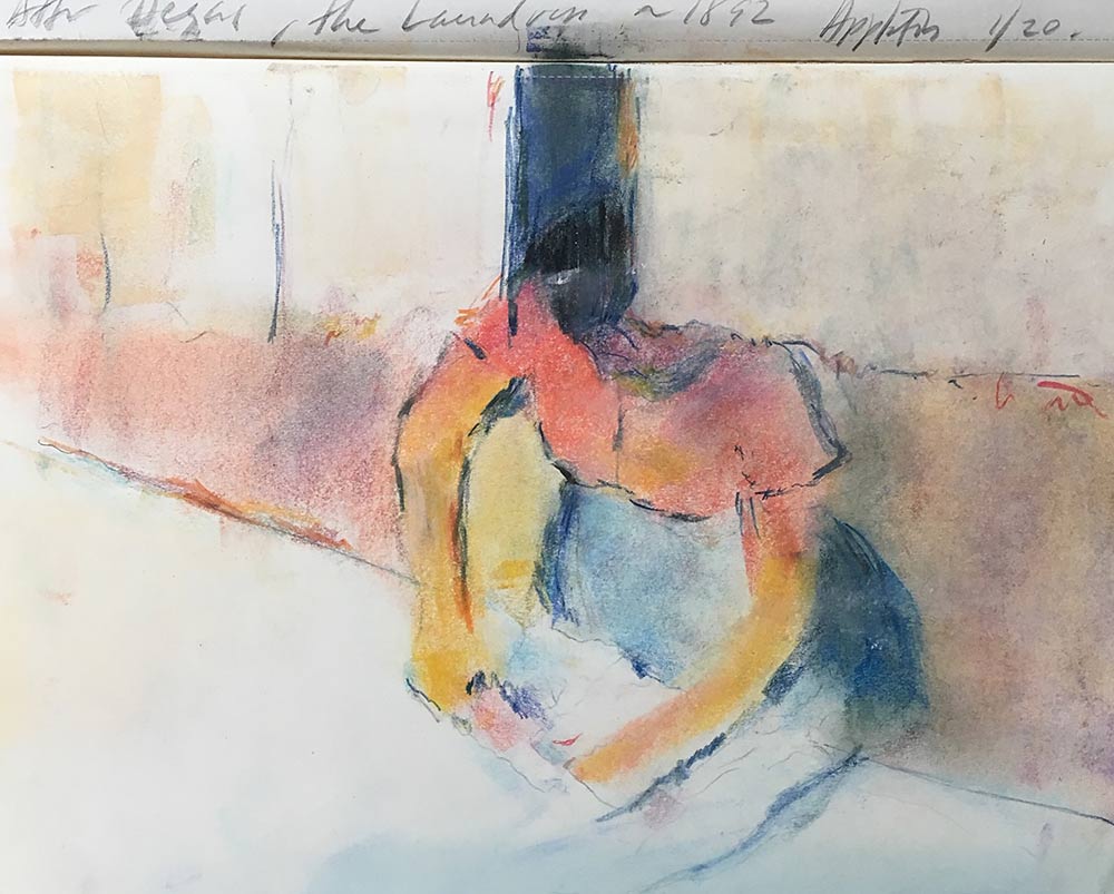 After Degas' Laundress drawing by Steve Bradbury